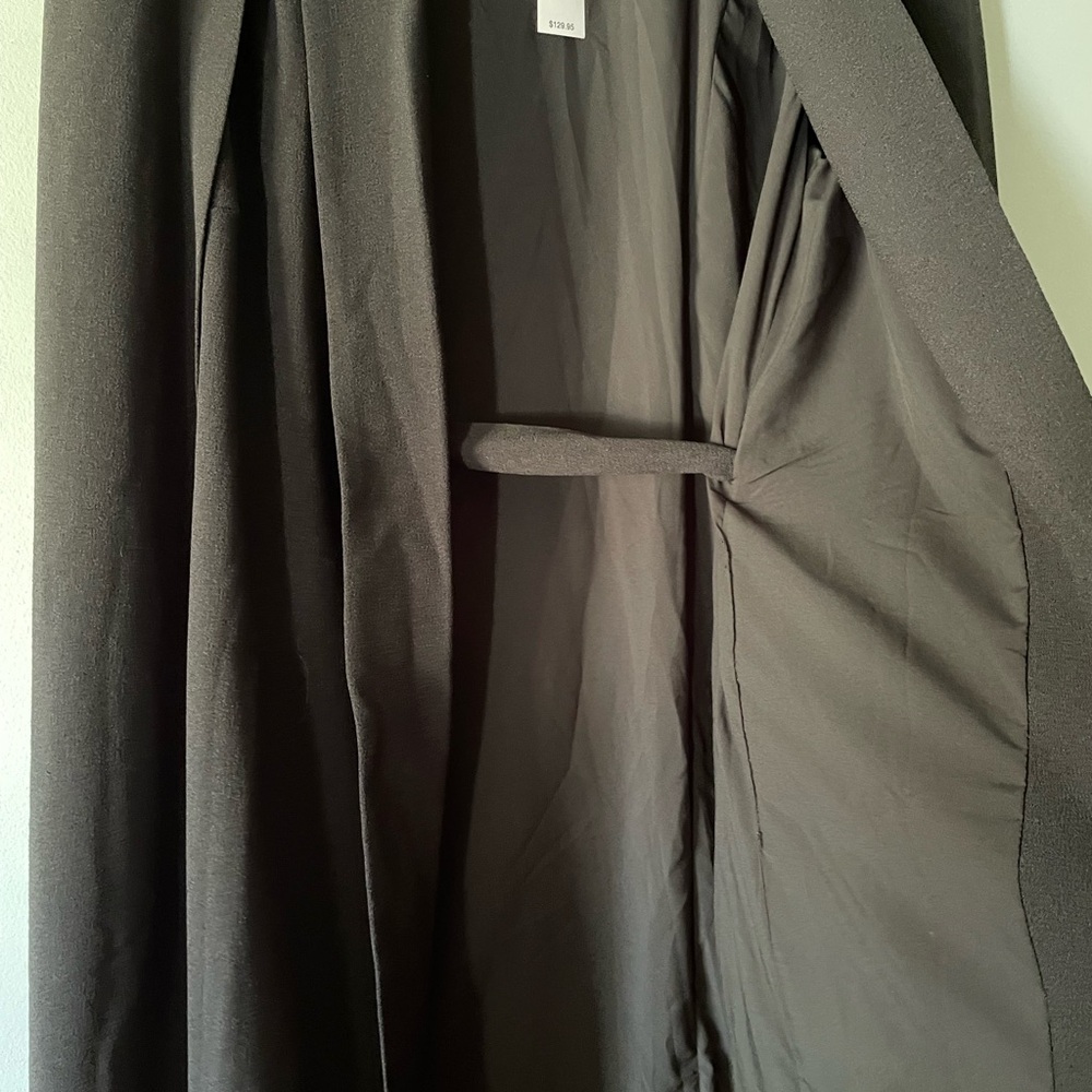 New York & Company Black Cape Blazer Jacket with Waist Tie - Picture 7 of 9